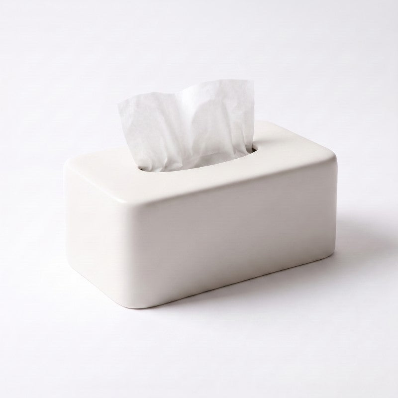 White Rounded Tissue Box
