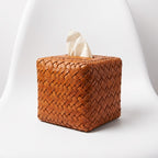 Woven Leather Tissue Box