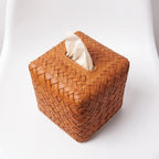 Woven Leather Tissue Box
