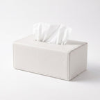 White Leather Tissue Box