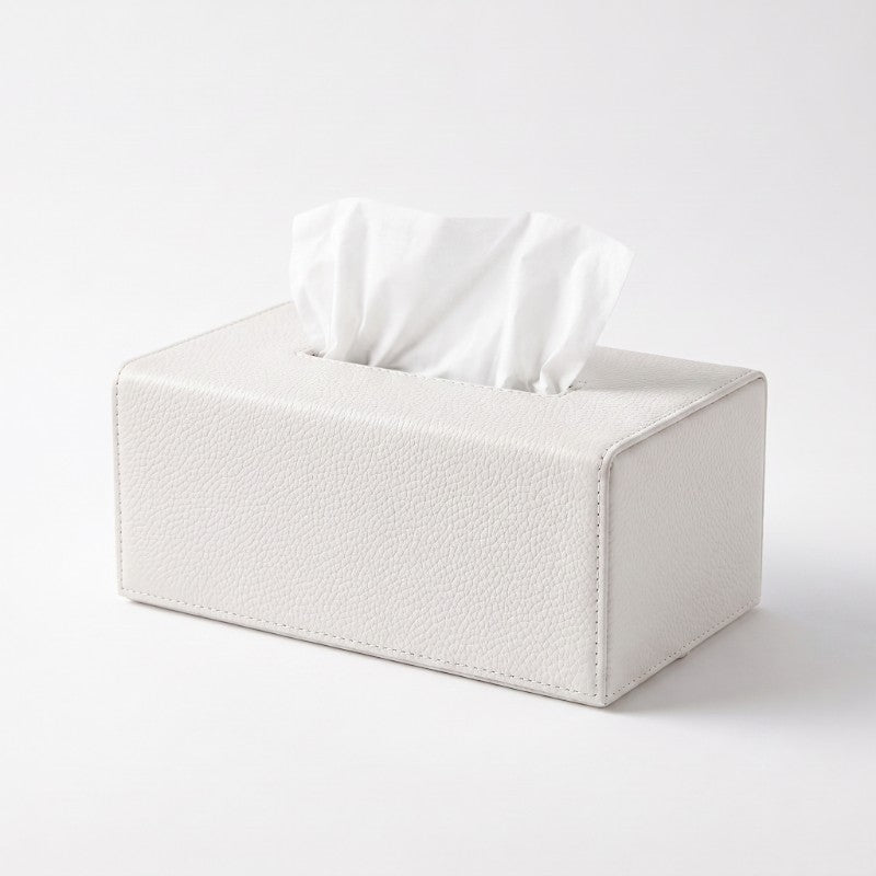 White Leather Tissue Box
