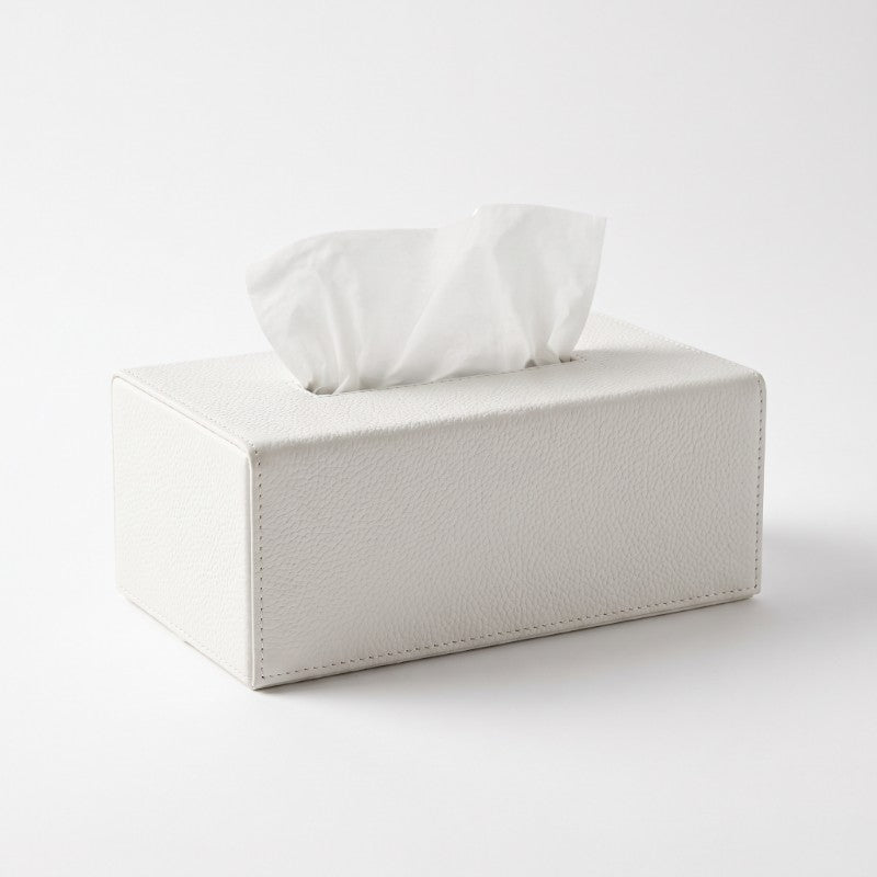 White Leather Tissue Box