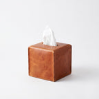 Tan Leather Tissue Box