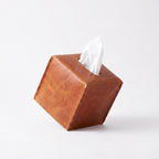 Tan Leather Tissue Box